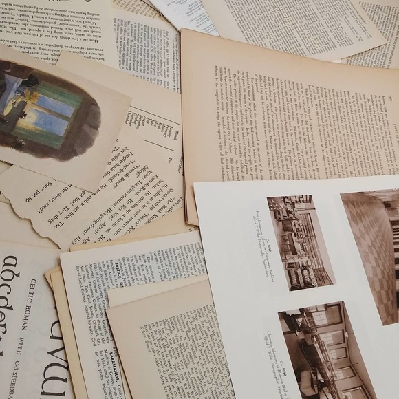 Very Vintage Book Pages, Old Book Page Bundle, Assorted Book Pages - Picture 2 of 10